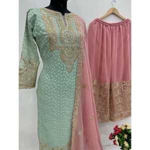 Conjuntos de Traje para Mujer de Diseñador con Bordado - Top, Pantalón y Dupatta - Product Image 4