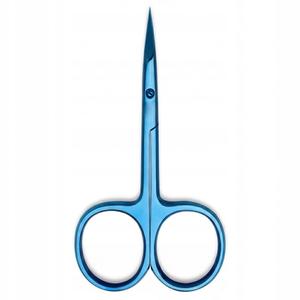 Ciseaux à cuticules professionnels en titane bleu légers et durables, ciseaux à manucure incurvés en acier inoxydable avec poignées en acier - Product Image 1