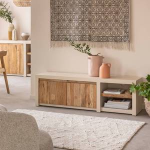 Mueble TV Vandana Mira Stellar con 2 puertas y 1 estante en madera efecto hormigón y madera reciclada - Product Image 1