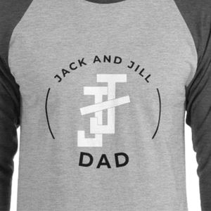 T-shirt décontracté en coton doux Heather Gray & Charcoal à manches 3/4 et col contrastant pour papa - Product Image 3