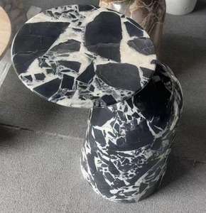 Mesa de Centro Moderna de Mármol con Patrón de Vetas Blancas y Negras, Diseño Minimalista, Muebles para Sala de Estar, Última Llegada - Product Image 4