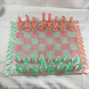 Juego de Ajedrez de Ónix Negro Ecológico Hecho a Mano de Lujo, Piezas de Resina Talladas, Personalizable, Regalo Unisex Decorativo - Product Image 1