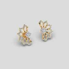 1.00CT Floral Diamond <b>Stud</b> Earrings, 14K Gold Flower Earrings, Round Center Stone Earrings, Elegant Wedding Jewelry, Gift for He - Product Image 6