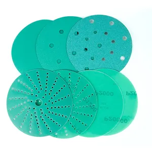 Green Film Dustless Sanding Discs 5 Inch 80 Grit Hook and Loop Backing Sandpaper Discs Wet Dry Grinding for Car Paint