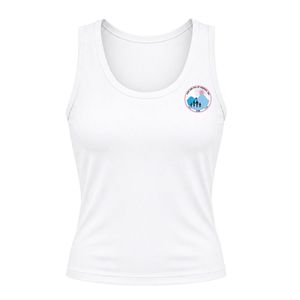 <b>White</b> Women's Sleeveless Tank Top with Jack & Jill Crest Logo Embroidery Crew Neck Athletic Gym Fitness Workout <b>Shirt</b> for Gym - Product Image 1