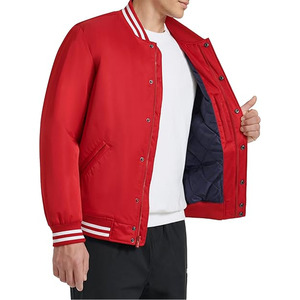 High Quality <b>Leather</b> Sleeves Varsity <b>Jacket</b> with Custom Logo Windproof <b>Jacket</b> for Men with OEM Service - Product Image 1