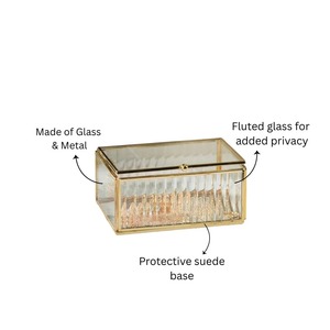 Minimalist Gold Metal Glass Storage <b>Box</b> Luxury Decorative Jewelry Organizer Transparent <b>Trinket</b> Container Hinged Lid for Vanity - Product Image 6