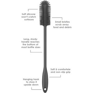 Spazzola in Silicone con Manico Lungo per Pulire Contenitori a Collo Stretto, Bottiglie d'Acqua, Articoli Sportivi e Altri Oggetti - Product Image 2