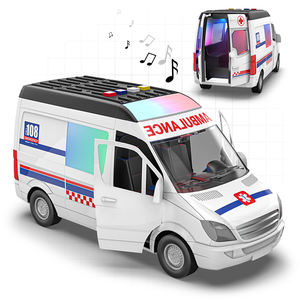 Voiture d'ambulance musicale à friction de qualité supérieure avec lumières LED clignotantes et son de sirène réaliste, disponible à la vente - Product Image 1