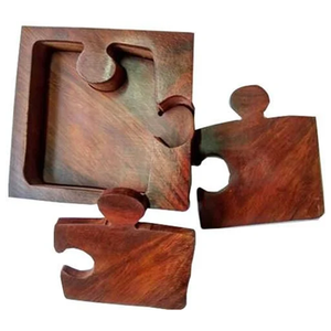 Handmade Wooden Puzzle Table Tea coffee mat (Coaster) Modern Design for Cups Mugs Tableware Accessories - Product Image 2
