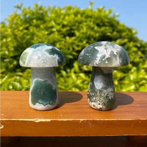 Ágata Musgosa Natural Tallada en Forma de Hongo, Ágata Dendrítica Verde, Cristal Curativo para Reiki, Decoración Feng Shui, Venta al por Mayor - Product Image 4