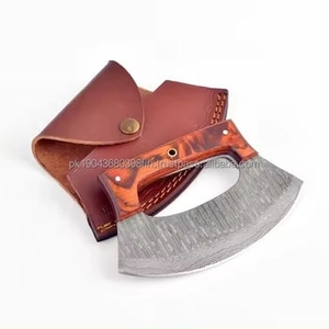 Cuchillo para Pizza de Acero de Damasco Industrial de Alta Calidad, Hecho a Mano, con Doble Hoja en Forma de Hacha - Product Image 1