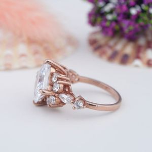 <b>Custom</b> Fine Jewelry Luxury Gold Plated/Rose Gold Plated 925 Silver Moissanite Wedding Engagement <b>Rings</b> for Party Gifts - Product Image 2