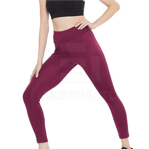 Custom New Design Solid Mid Waist Breathable <b>Women</b> Fitness <b>Leggings</b> Full Length Pants Best Quality - Product Image 3