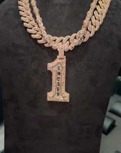Collar de Plata de Ley 925 con Colgante de Moissanita Número 1, Cadena Cubana, Estilo Hip Hop, Letra Personalizada, Certificado GRA, Chapado en Oro - Product Image 2