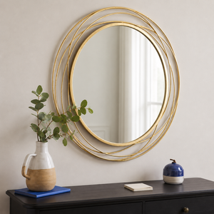 Gold Round Wall Mirror Decorative Metal Ring Frame Modern Luxury Home Living Room Bedroom Entryway Decor for Wall Hanging - Product Image 2