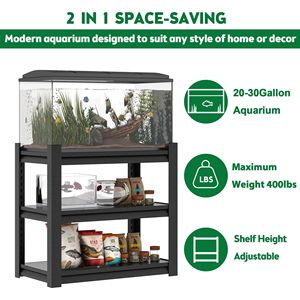 Support d'aquarium en métal robuste de 20 à 30 gallons, 34'' de largeur x 18'' de profondeur x 31'' de hauteur, support réglable pour aquarium et terrarium, accessoire d'aquarium - Product Image 3