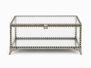 Ajouter une touche d'élégance vintage à mon espace avec cette belle boîte à bijoux en verre et métal Parfait pour garder des trésors - Product Image 3