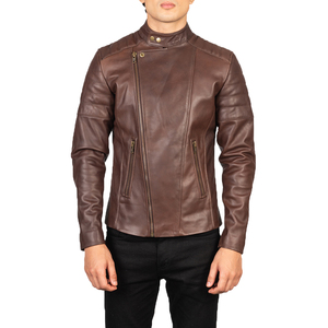 <b>Mens</b> <b>Brown</b> Genuine <b>Leather</b> Biker Motorcycle <b>Jacket</b> Slim Fit Winter Fashion Riding Waterproof Windproof Eco-Friendly Breathable - Product Image 6