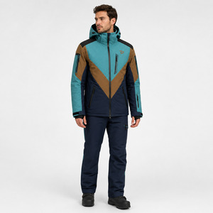 Men's Waterproof for 10,000mm Power Stretch Color Blocked <b>Ski</b> Jacket Hooded Synthetic Polyester Outdoor Wear - Product Image 1