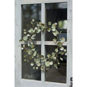 Guirlande murale rustique en métal eucalyptus, feuilles de fer patiné vintage, décoration suspendue pour la maison, la ferme, le jardin, le mariage - Product Image 1