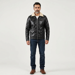 Factory Direct New Custom Genuine Leather Winter Zip up Jackets for <b>Men</b> Motorcycle Biker Casual Windbreaker jacket for <b>men</b> - Product Image 1