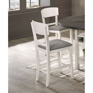 Sgabelli da Bar/Seggioloni da Pranzo Imbottiti Transizionali Altezza Bancone, 2 Pezzi, Finitura Grigio Gesso, Mobili in Legno - Product Image 5