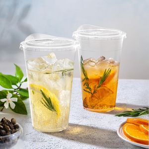 Gobelets jetables en plastique transparent de 20 oz avec couvercles, robustes et adaptés aux aliments, pour café glacé et smoothies, lot de 00 - Product Image 3
