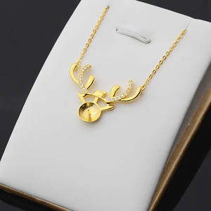 Collier en argent S925 pour femmes, pendentif en perle 9-10 mm, ensemble avec chaîne, accessoires de bijoux DIY, semi-fini, 365 - Product Image 2