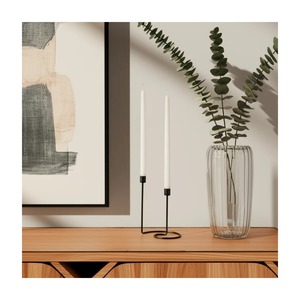 Modernos Portavelas de Metal Texturizado Negro, Elegantes Portavelas de Cristal Cilíndrico Negro Martillado - Product Image 6