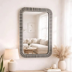 MDF Resin Leaf Design Custom Modern Hexagon Resin Wall Hanging <b>Mirror</b> <b>Frame</b> Handmade for Home Decor-for Bedroom Bathroom - Product Image 1