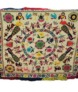 Tapis Mural Floral Indien En Coton - Fait Main, Style Traditionnel, Idéal Pour Déco D'intérieur