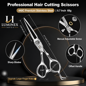 NYBL-55 5.5inch Straight <b>Left</b>-<b>handed</b> <b>Scissors</b> JAPAN 440C Sharp 58-59HRC Hardness Stainless Steel Handle Barber Shears Hair 28 - Product Image 3