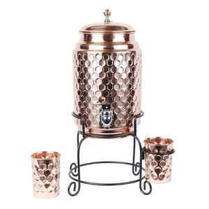 Distributeur d'eau en cuivre pur avec robinet, conteneur à boissons fait main pour hôtels, restaurants, traiteurs, vente en gros - Product Image 2