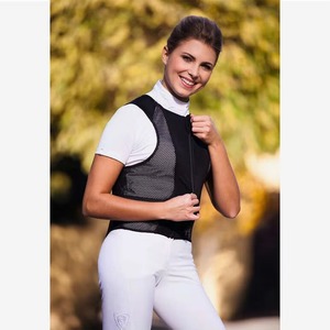 Chaleco Protector Ecuestre Unisex de Neopreno, Sin Mangas, Cintura Alta, Impermeable, Largo, Color Negro Sólido con Costuras Rojas - Product Image 2