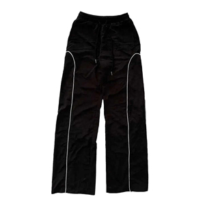Custom High Street Fashion Gym Pants Casual Custom New Design Baggy <b>Red</b> With White Stripe Loose <b>Flared</b> Pants Men - Product Image 6
