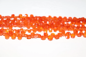 En venta Cuentas facetadas en forma de pera de cornalina Briolette Cuenta de pera de cornalina Cuentas de piedra al por mayor - Product Image 3