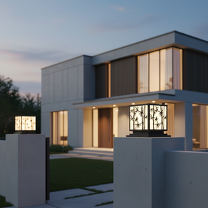 Lámpara LED de 1 año de garantía, de acero/inoxidable, 3500K (blanco cálido), para columna de entrada, de Vietnam CM Decor, AC 220V (± 10%), 300 lm, para exterior/pared/villa/jardín - Product Image 4