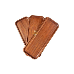Plateau rectangulaire en bois naturel, écologique, plateau de service en bois massif pour la nourriture, le café, le thé, le petit-déjeuner, utilisation en cuisine - Product Image 1