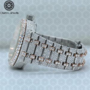 นาฬิกาข้อมือผู้ชาย Charm_Jewells หรูหรา ตัวเรือนสแตนเลสสตีล หน้าปัด 40 มม. ประดับโรสโกลด์ ขอบหน้าปัดเพชร ดีไซน์โปร่ง ทนน้ำ 10 บาร์ - Product Image 5