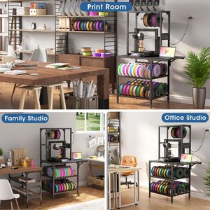 Heavy Duty 3D <b>Printer</b> <b>Stand</b> with Filament Storage Rack and T-Shaped Spools Holder Wheels Essential Accessory for 3D <b>Printers</b> - Product Image 6