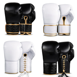Guantes de boxeo profesionales con cordones, guantes de combate de competición, guantes de sparring de cuero premium para entrenamiento profesional de boxeo. - Product Image 5