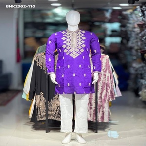 ผ้าคุณภาพสูงพร้อมงานปักลายที่คอเสื้อและลายปักแบบกระจายทั่วตัว ชุดคุर्ตา-ปาจามาแขนยาว คอลเลคชั่นจากซัพพลายเออร์ทั่วโลก - Product Image 1