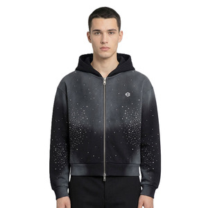 เสื้อฮู้ดซิปดีไซน์ประดับเพชร ผ้าฝ้ายฟลีซ ทรงโอเวอร์ไซส์ สตรีทแวร์ ซิปเต็มตัว รับทำโลโก้ตามสั่ง ผลิตจำนวนมาก - Product Image 1