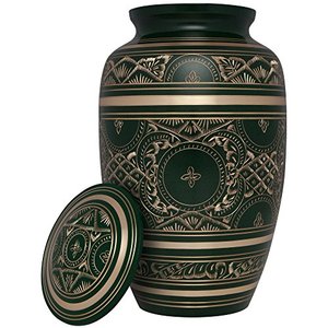 Cercueil funéraire exclusif en laiton antique pour adultes, conçu avec une finition texturée artistique décorative - Product Image 5