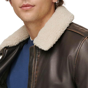 Blouson universitaire en cuir chaud pour homme, décontracté, col rabattable, fermeture éclair, rembourré épais, coupe-vent, respirant, teint uni - Product Image 2