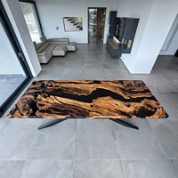 Table à manger rectangulaire de luxe en résine époxy, faite à la main en bois massif, amovible, pour mobilier de maison moderne, Diwali