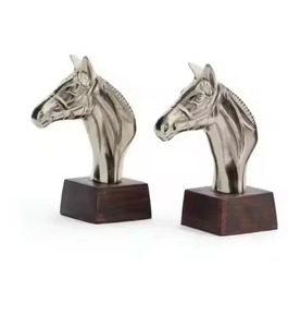 Contemporary Brass Finish Sculptural Bookends 2Pcs Metal Handicraft Rectangular Design for Adults <b>Book</b> Stopper - Product Image 2
