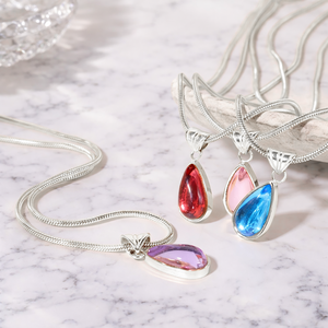 <b>Ruby</b> Quartz Teardrop Pendant <b>Necklace</b> 925 Sterling Silver Minimalist Gemstone Moissanite Jewelry for Women Wholesale - Product Image 4