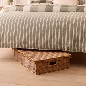 Large Rattan Underbed Storage Basket With Scalloped Lid Bulk, Handcrafted Wicker Laundry Clothes <b>Hamper</b> <b>Box</b> Manufacturer Vietnam - Product Image 5